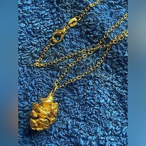 Gold dipped pinecone necklace vintage